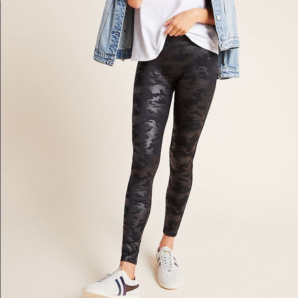 Spanx Faux Leather Camo Leggings